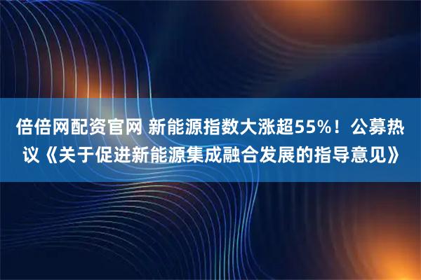 倍倍网配资官网 新能源指数大涨超55%!公募热议《关于促进新能源集成融合发展的指导意见》